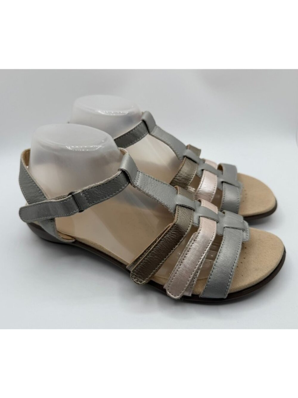 Hotter Sol T-Strap Sandals Women Size 9 Metallic Gladiator Comfort Casual Shoes